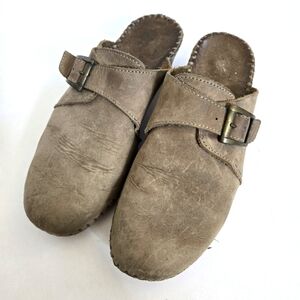 Natural Sport leather mule clogs made in italy buckle close sz 9